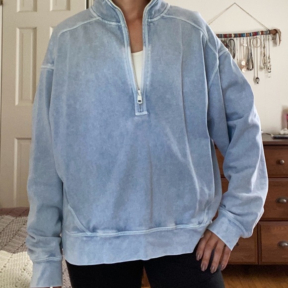 American Eagle Outfitters Tops - Aerie Faded Blue Half-Zip Pullover